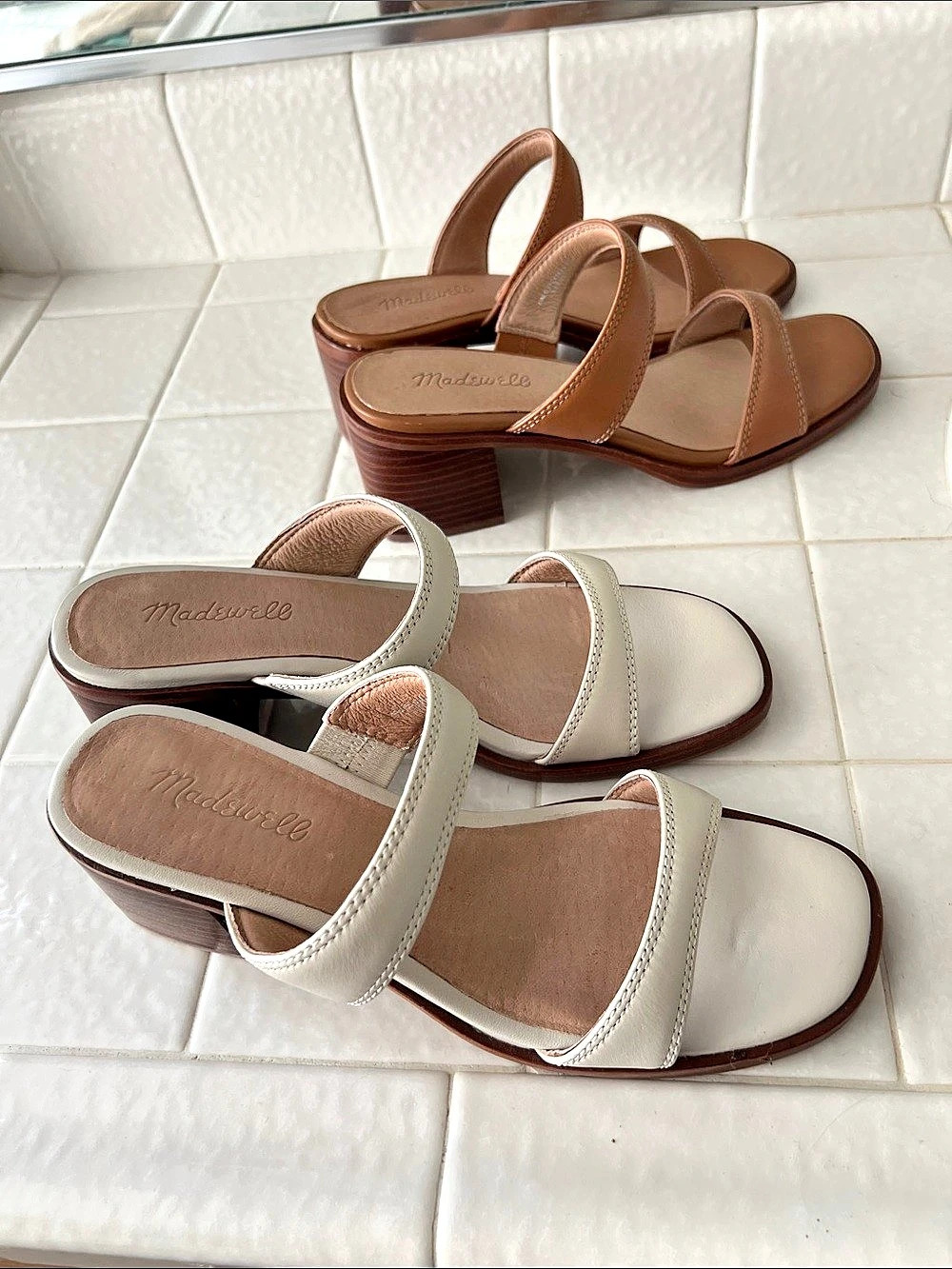 Madewell Double-Strap block Sandal Brown & White US 8.5 new bundle